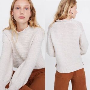 Madewell - Size L - Ruffle-Neck Pullover Sweater with Balloon Sleeves